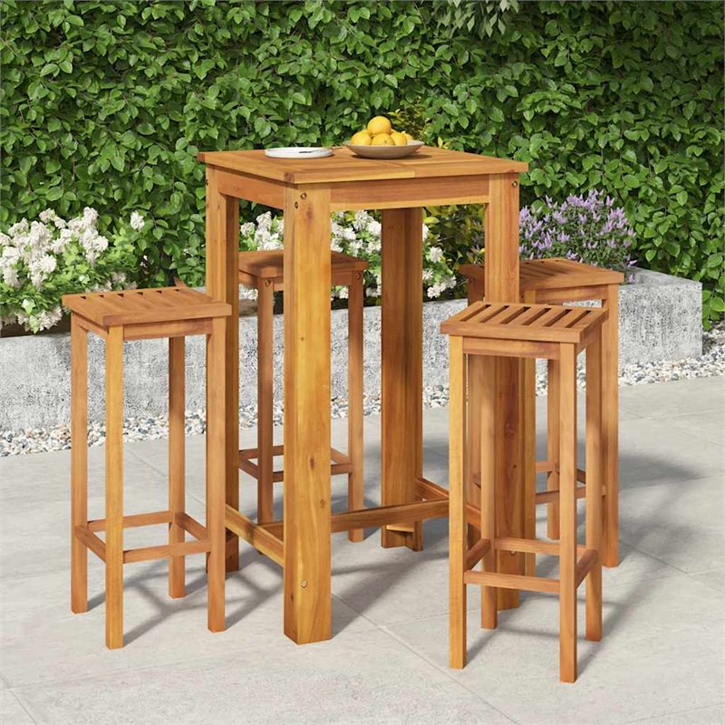 vidaXL 5 Piece Patio Bar Set Solid Wood Acacia