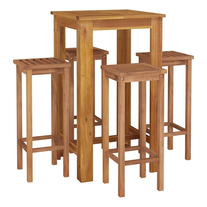 vidaXL 5 Piece Patio Bar Set Solid Wood Acacia