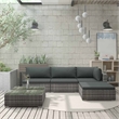 vidaXL 5 Piece Patio Lounge Set with Cushions Poly Rattan Gray