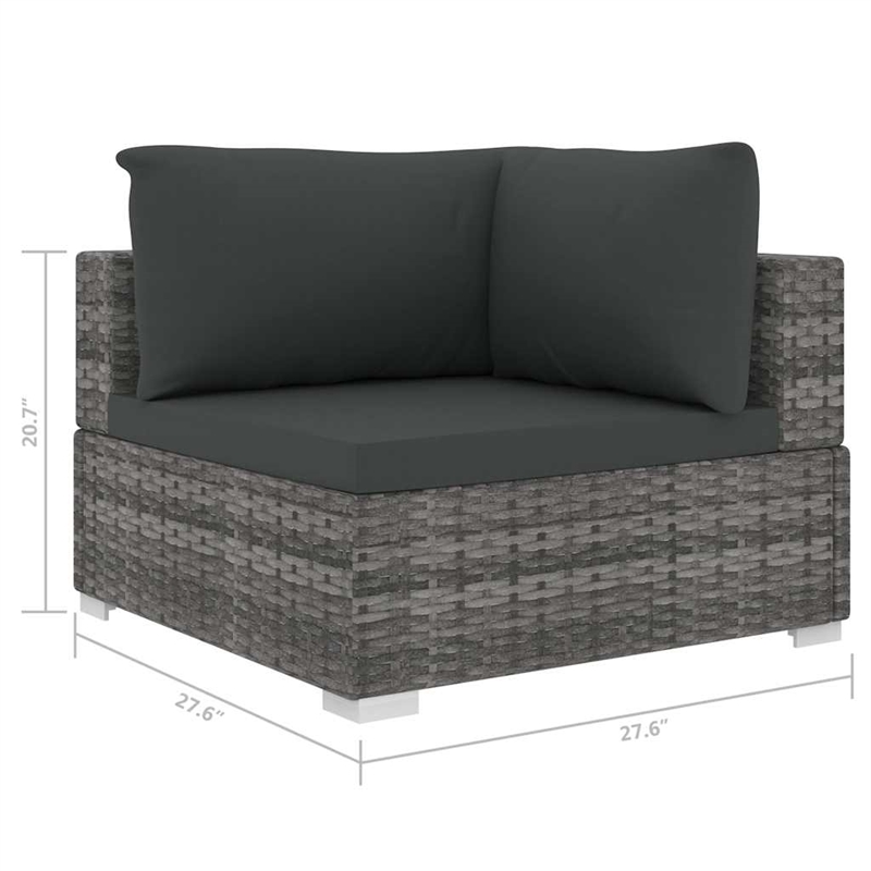 vidaXL 5 Piece Patio Lounge Set with Cushions Poly Rattan Gray