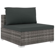 vidaXL 5 Piece Patio Lounge Set with Cushions Poly Rattan Gray