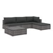 vidaXL 5 Piece Patio Lounge Set with Cushions Poly Rattan Gray