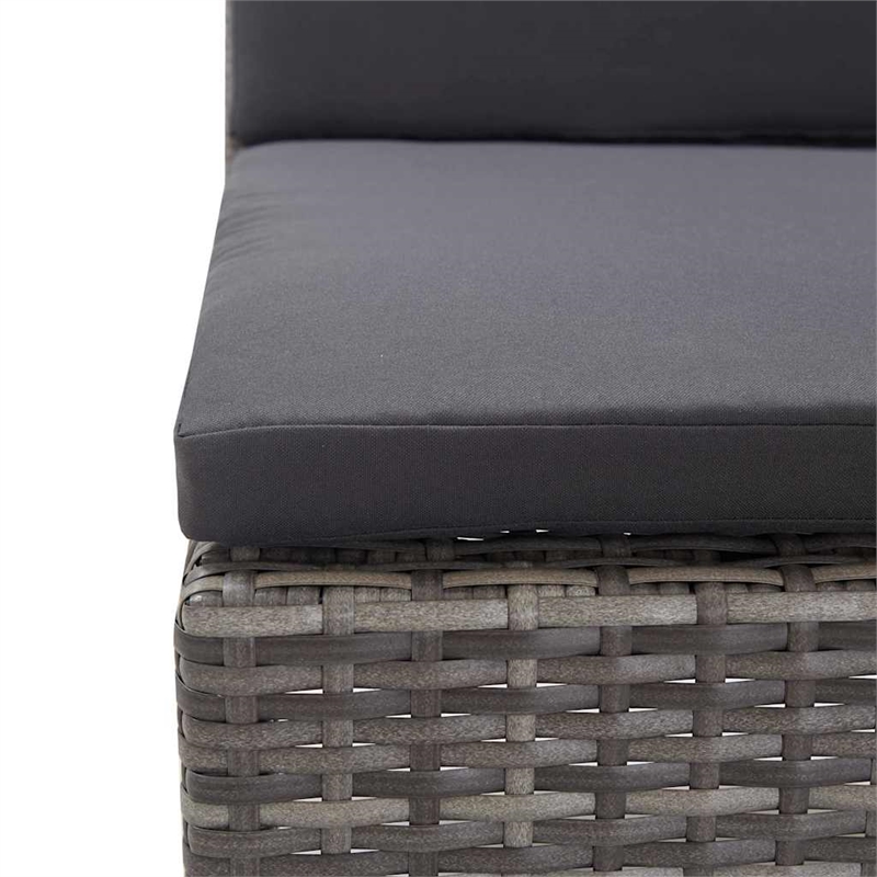 vidaXL 6 Piece Patio Lounge Set with Cushions Poly Rattan Gray