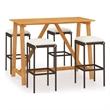 vidaXL 5 Piece Patio Bar Set with Cushions Brown