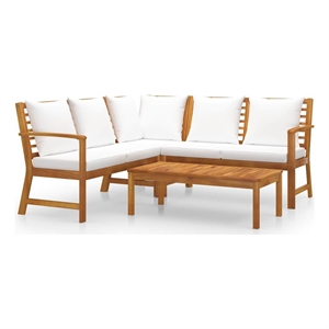 vidaXL 4 Piece Patio Lounge Set with Cushion Cream Solid Acacia Wood