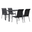vidaXL 5 Piece Patio Dining Set Black Steel and Textilene