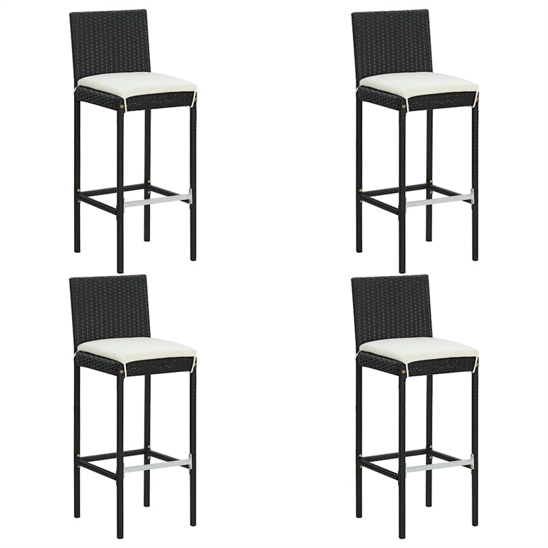 vidaXL 5 Piece Patio Bar Set with Cushions Black