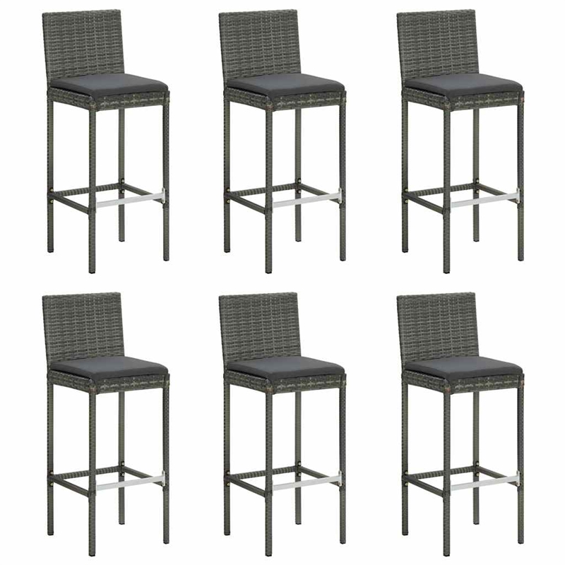vidaXL 7 Piece Patio Bar Set with Cushions Gray