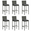vidaXL 7 Piece Patio Bar Set with Cushions Gray