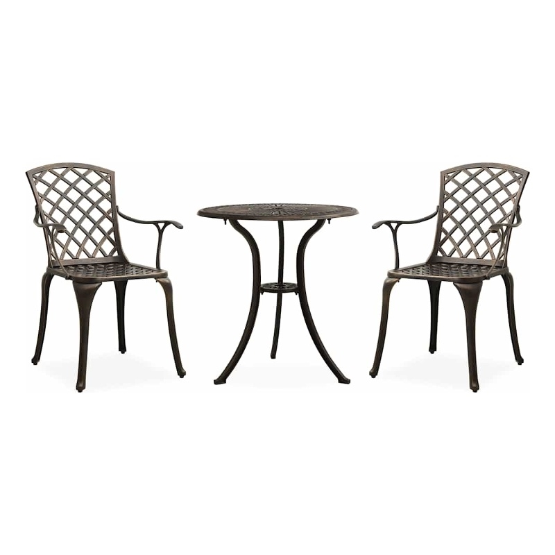 vidaXL 3 Piece Bistro Set Cast Aluminum Bronze