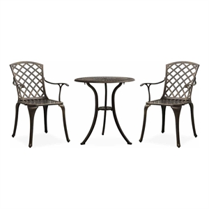 vidaXL 3 Piece Bistro Set Cast Aluminum Bronze