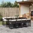 vidaXL Garden Dining Set Black Poly Rattan 9 Piece