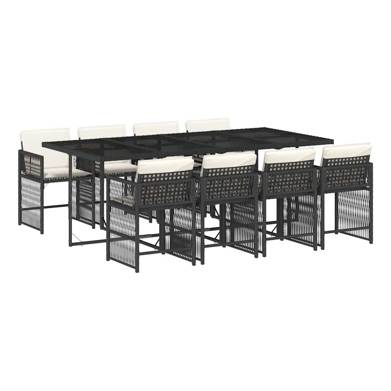 vidaXL Garden Dining Set Black Poly Rattan 9 Piece