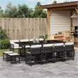 vidaXL Garden Dining Set Black PE Rattan Large Collapsible