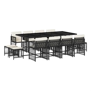 vidaXL Garden Dining Set Black PE Rattan Large Collapsible
