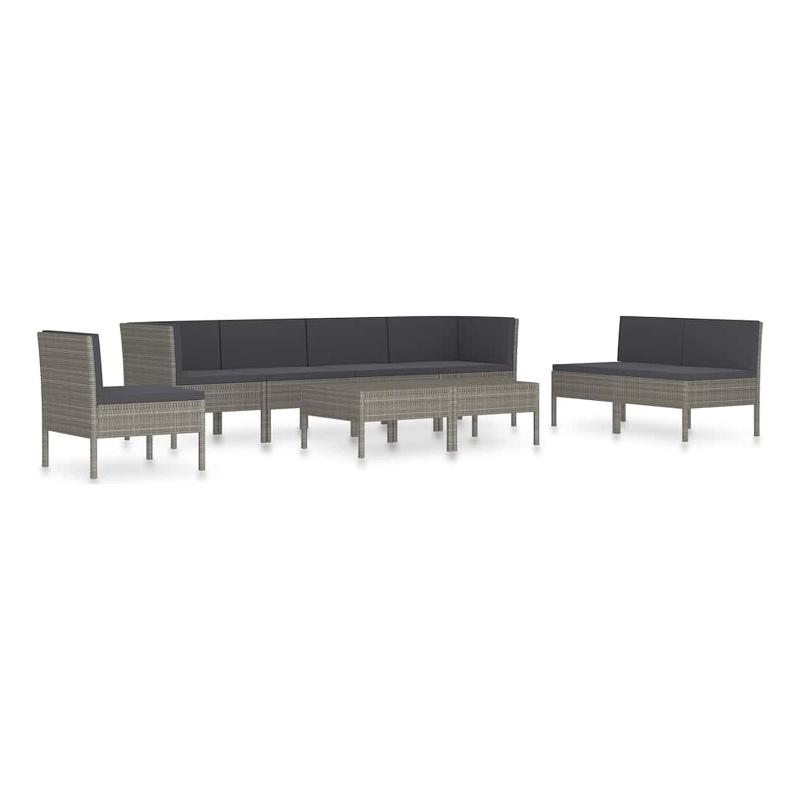 vidaXL 9 Piece Patio Lounge Set with Cushions Poly Rattan Gray