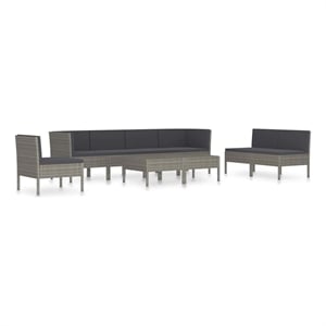 vidaXL 9 Piece Patio Lounge Set with Cushions Poly Rattan Gray