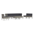 vidaXL 9 Piece Patio Lounge Set with Cushions Poly Rattan Gray