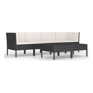 vidaXL 6 Piece Patio Lounge Set with Cushions Poly Rattan Black