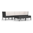 vidaXL 6 Piece Patio Lounge Set with Cushions Poly Rattan Black