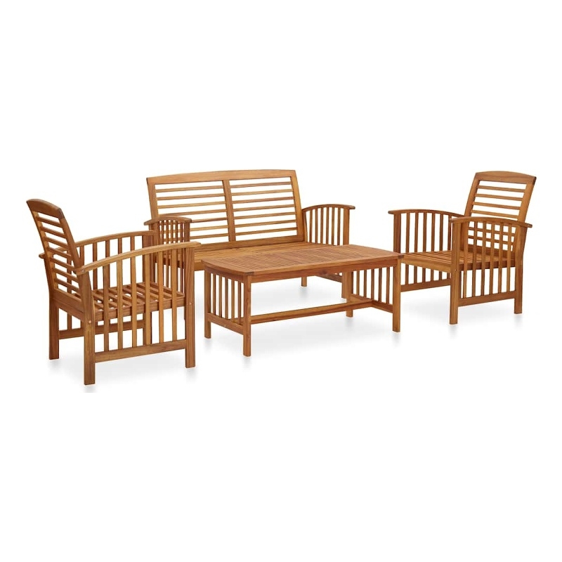 vidaXL 4 Piece Patio Lounge Set Solid Acacia Wood