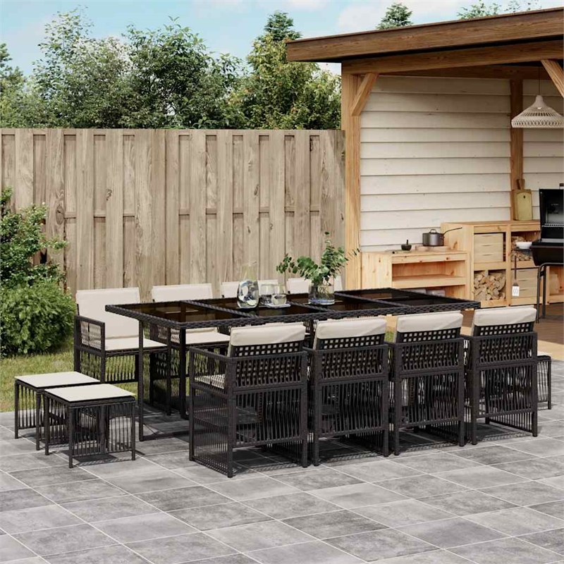 vidaXL Garden Dining Set Black and Cream White