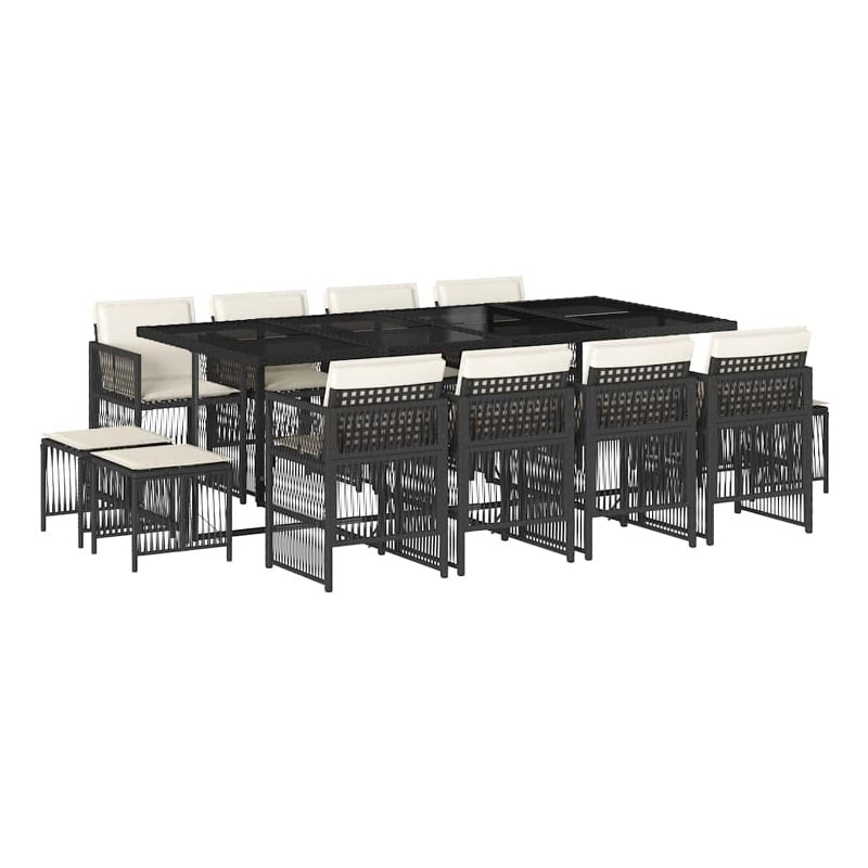 vidaXL Garden Dining Set Black and Cream White