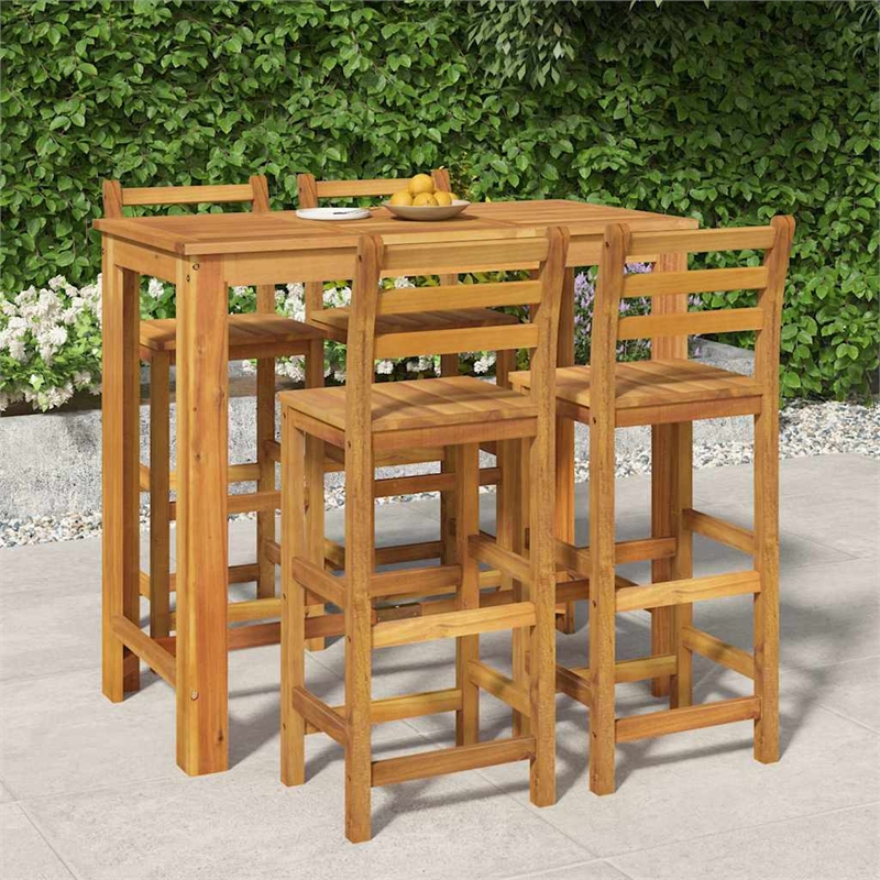 vidaXL 5 Piece Patio Bar Set Solid Wood Acacia
