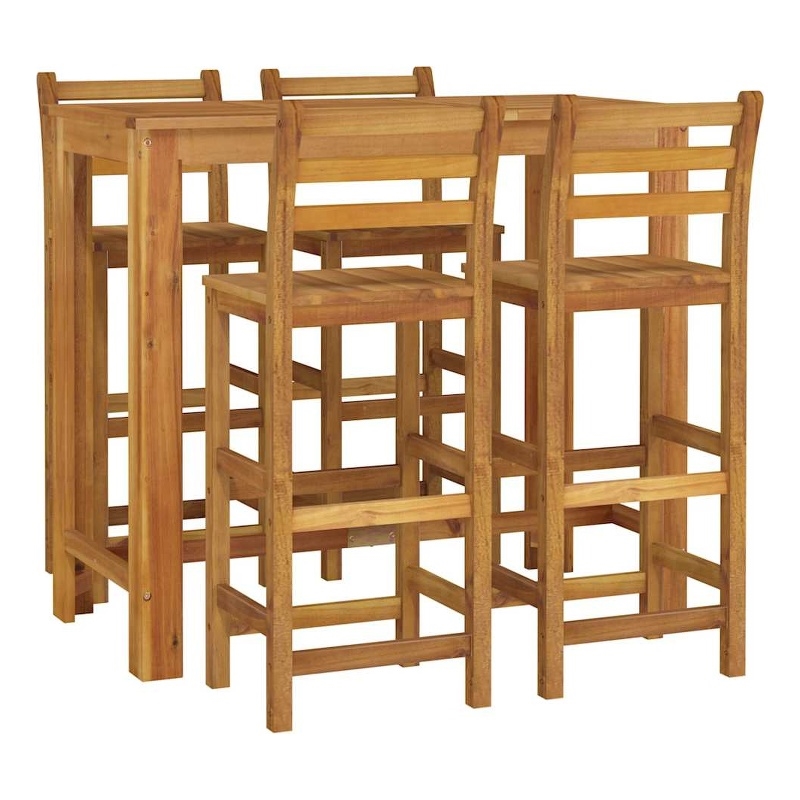 vidaXL 5 Piece Patio Bar Set Solid Wood Acacia