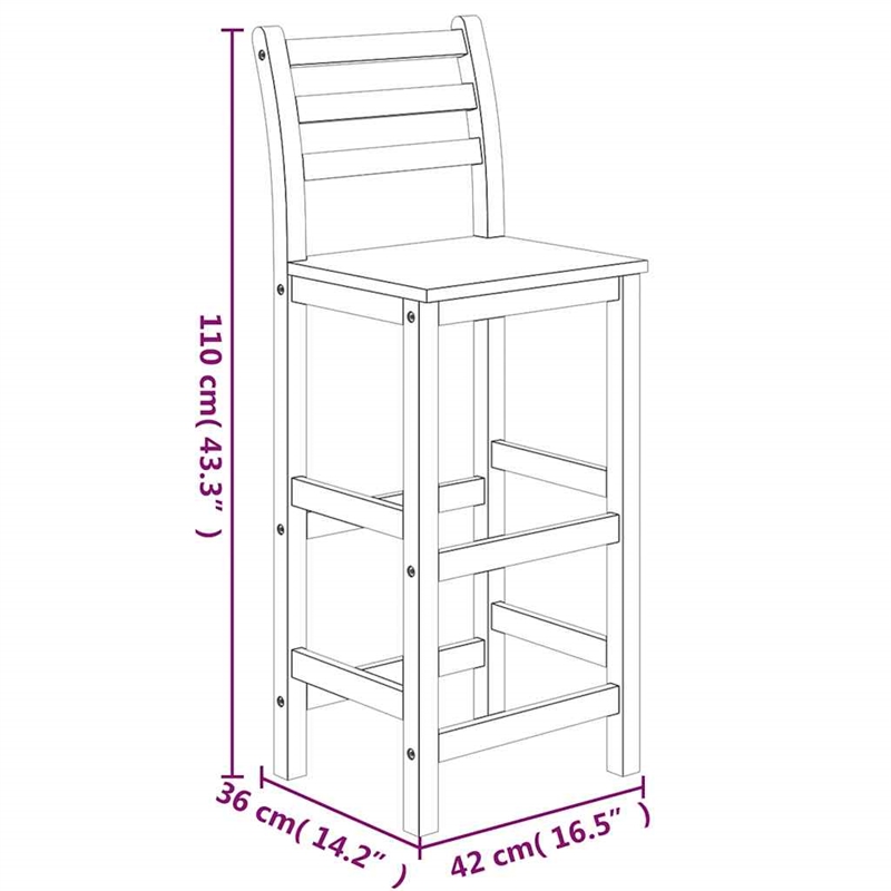 vidaXL 7 Piece Patio Bar Set Solid Wood Acacia
