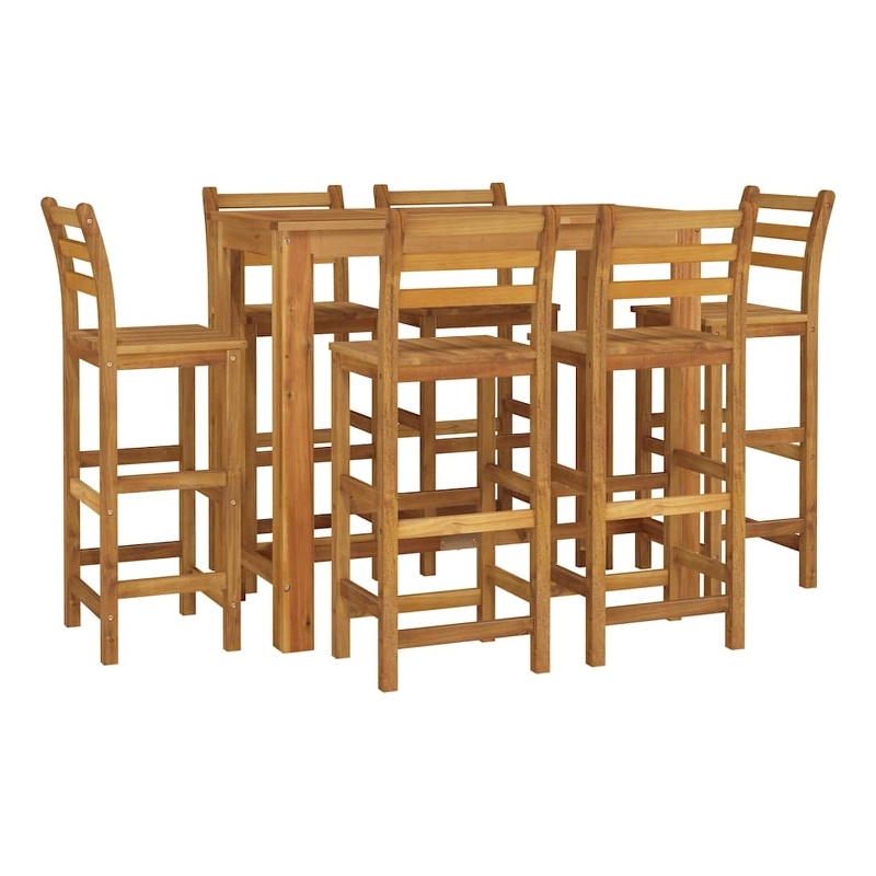 vidaXL 7 Piece Patio Bar Set Solid Wood Acacia