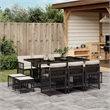 vidaXL Garden Dining Set Black Poly Rattan 10-seater Foldable