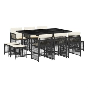 vidaXL Garden Dining Set Black Poly Rattan 10-seater Foldable