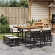 vidaXL Garden Dining Set Black PE rattan 9 Piece Collapsible