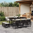 vidaXL Garden Dining Set Black PE Rattan Large Foldable