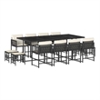 vidaXL Garden Dining Set Black Poly Rattan 12-seater Stackable