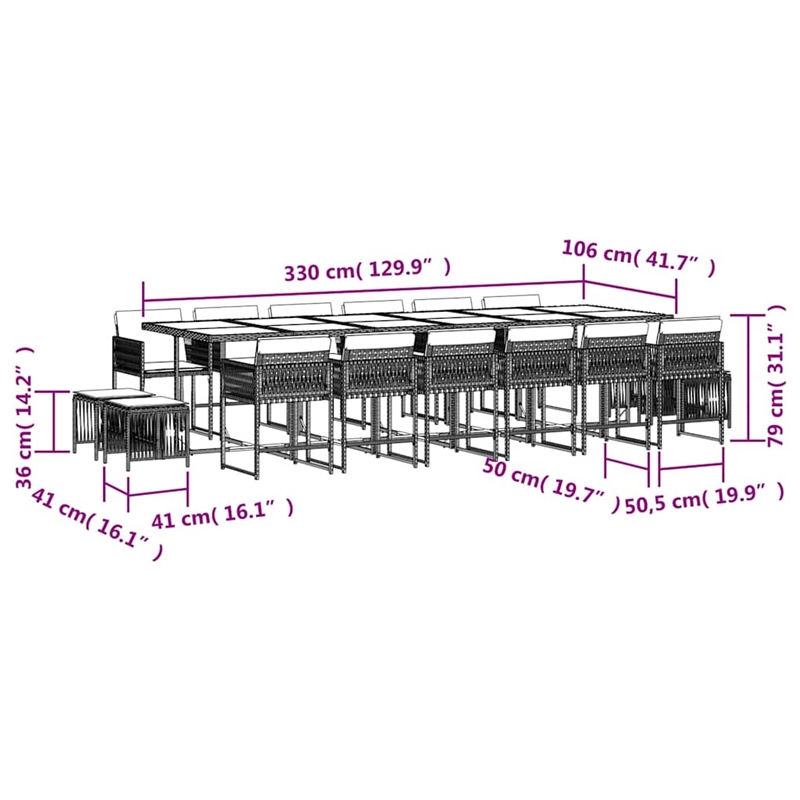 vidaXL Garden Dining Set Black and Cream