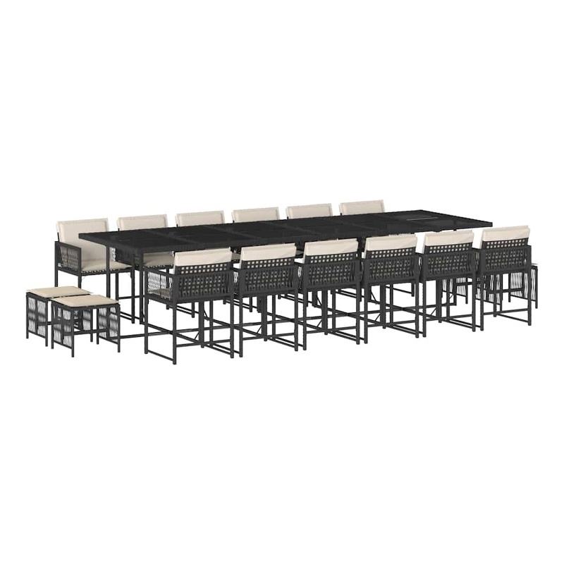 vidaXL Garden Dining Set Black and Cream