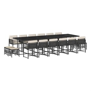 vidaXL Garden Dining Set Black and Cream