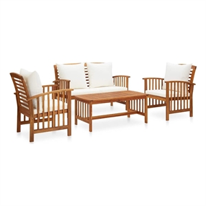 vidaXL 4 Piece Patio Lounge Set with Cushions Solid Acacia Wood