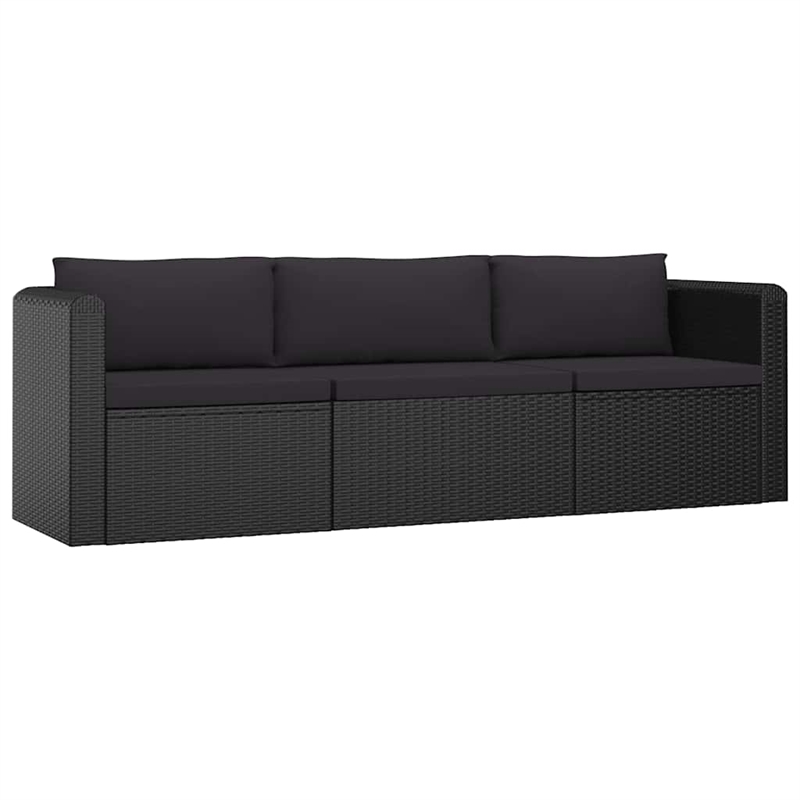 vidaXL 8 Piece Patio Lounge Set with Cushions Poly Rattan Black