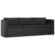 vidaXL 8 Piece Patio Lounge Set with Cushions Poly Rattan Black