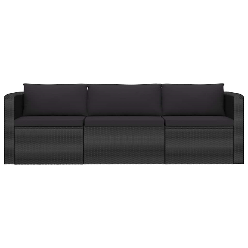 vidaXL 8 Piece Patio Lounge Set with Cushions Poly Rattan Black