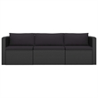 vidaXL 8 Piece Patio Lounge Set with Cushions Poly Rattan Black