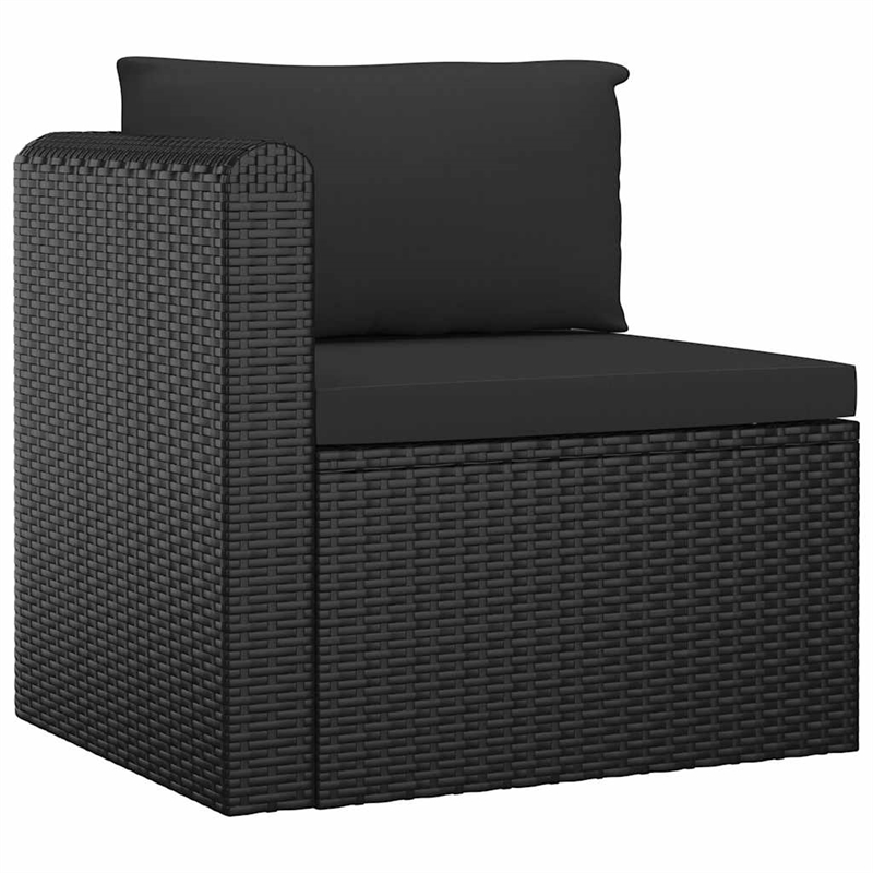 vidaXL 8 Piece Patio Lounge Set with Cushions Poly Rattan Black