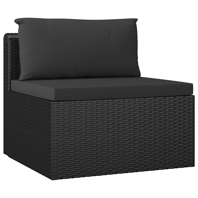 vidaXL 8 Piece Patio Lounge Set with Cushions Poly Rattan Black