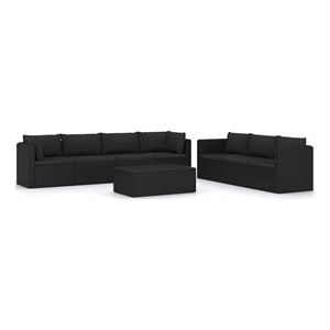 vidaXL 8 Piece Patio Lounge Set with Cushions Poly Rattan Black
