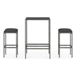 vidaXL 3 Piece Patio Bar Set with Cushions Poly Rattan Gray