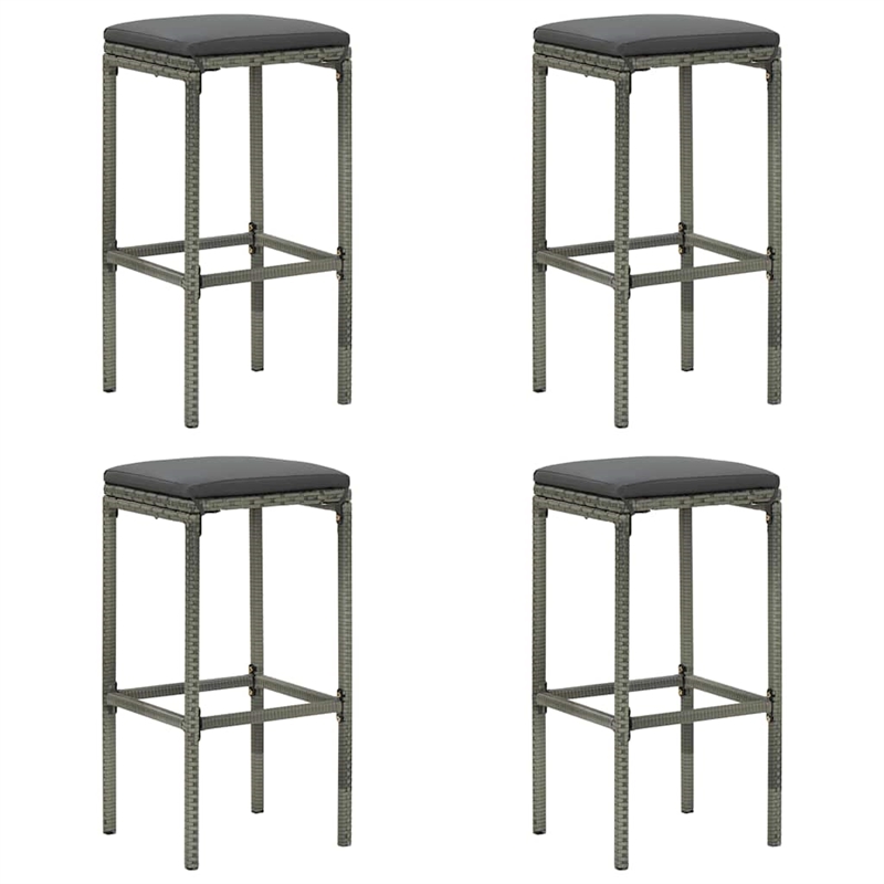 vidaXL 5 Piece Patio Bar Set with Cushions Poly Rattan Gray