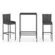 vidaXL 3 Piece Patio Bar Set with Cushions Poly Rattan Gray
